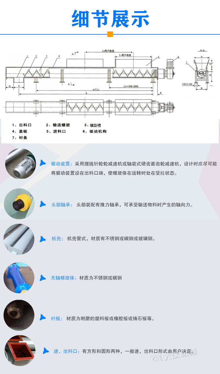 管式無軸螺旋輸送機細(xì)節(jié)